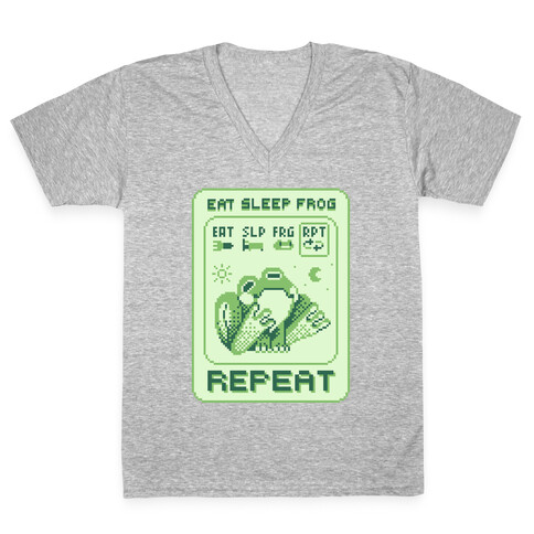 EAT, SLEEP, FROG, REPEAT V-Neck Tee Shirt