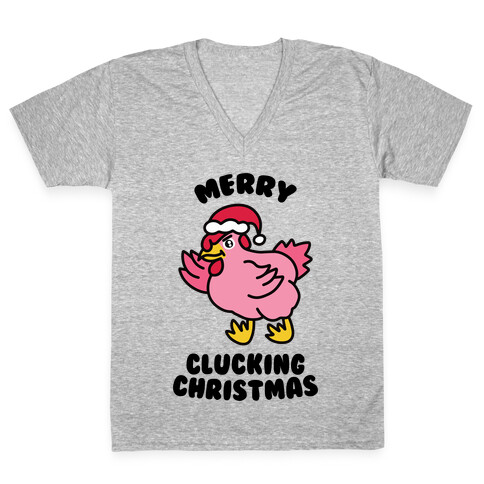 Merry Clucking Christmas V-Neck Tee Shirt