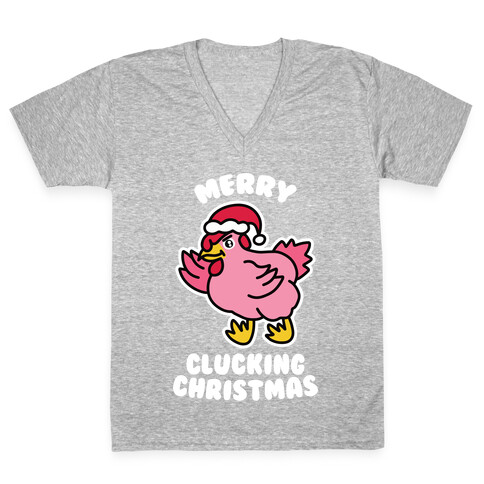 Merry Clucking Christmas V-Neck Tee Shirt