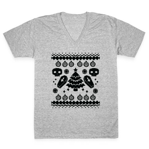 Goth Xmas Ugly Sweater V-Neck Tee Shirt