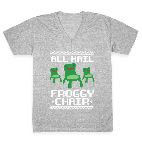 All Hail Froggy Chair Ugly Sweater V-Neck Tee Shirt