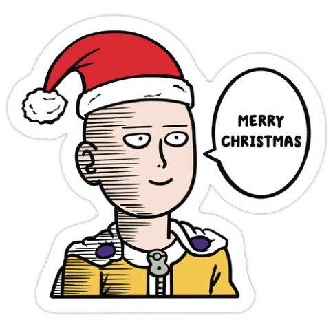 Saitama Merry Christmas Parody Die Cut Sticker