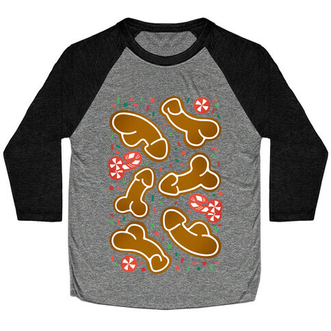 Gingerbread and Candy Cane Penises  Baseball Tee