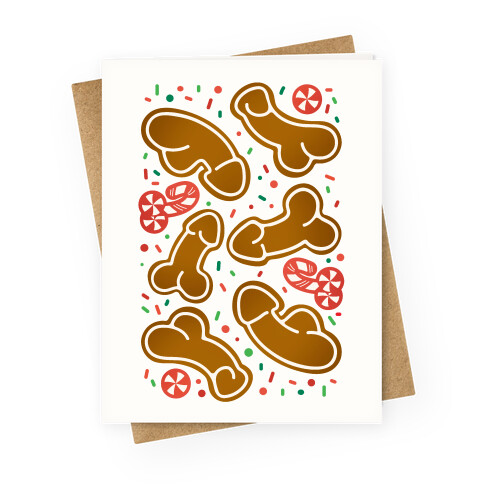 Gingerbread and Candy Cane Penises  Greeting Card