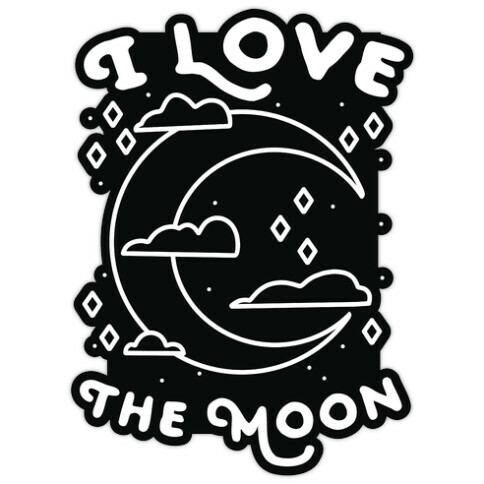 I Love The Moon Die Cut Sticker