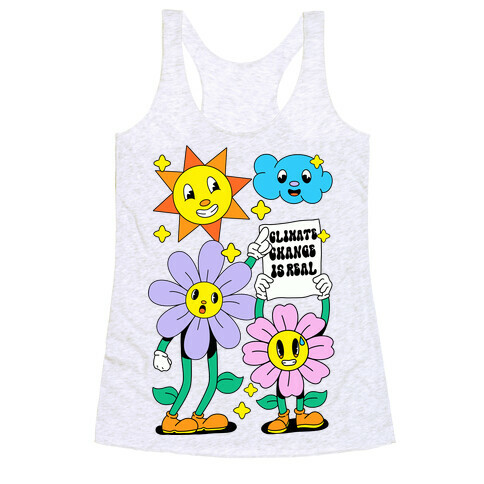 Climate Change Is Real Cartoon Racerback Tank Top