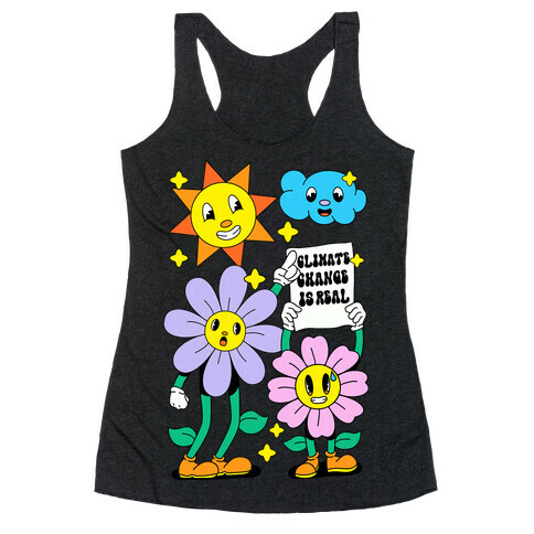 Climate Change Is Real Cartoon Racerback Tank Top