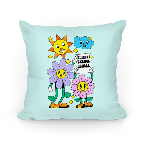 Climate Change Is Real Cartoon Pillow