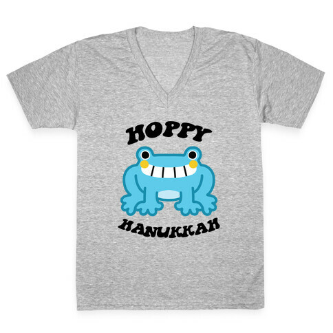 Hoppy Hanukkah V-Neck Tee Shirt