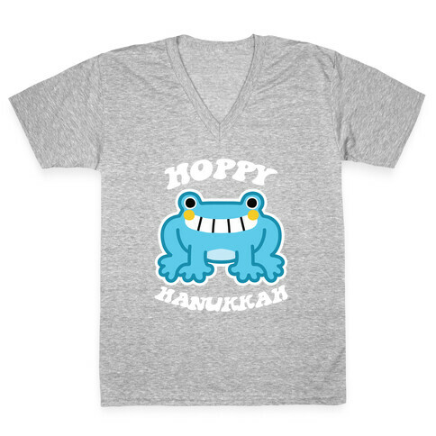 Hoppy Hanukkah V-Neck Tee Shirt