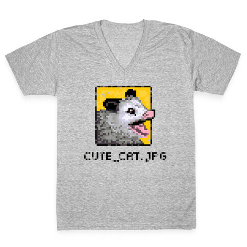 Cute_Cat.Jpg Screaming Pixelated Possum V-Neck Tee Shirt