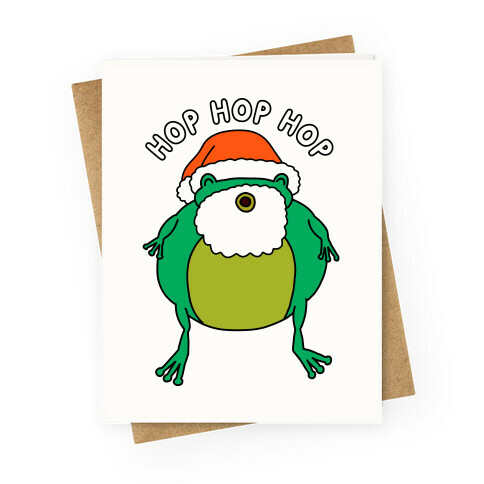 Hop Hop Hop Santa Frog Greeting Card