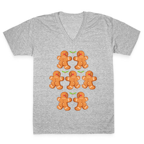 Gingerbread Butts Pattern V-Neck Tee Shirt