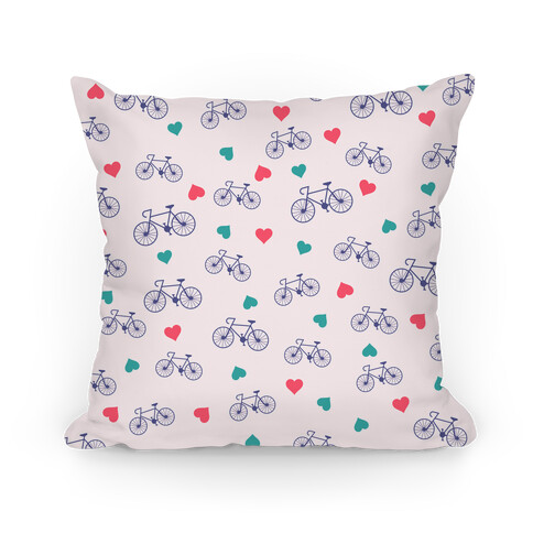 Bikes and Heart Pattern Pillow