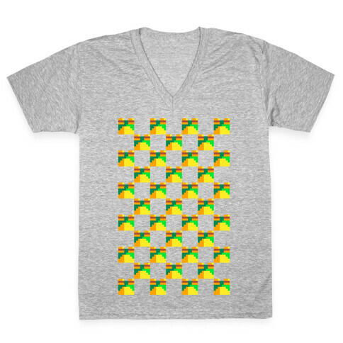 Frog Checker Squares  V-Neck Tee Shirt
