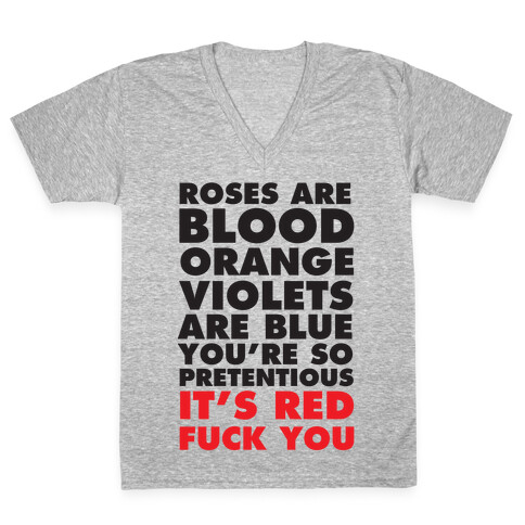 Roses Are Blood Organge V-Neck Tee Shirt