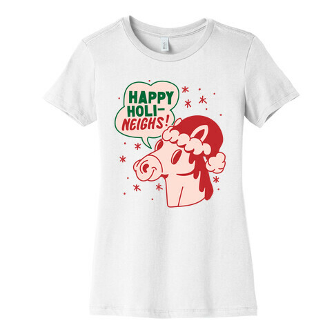 Happy Holi-Neighs Holiday Horse Womens T-Shirt