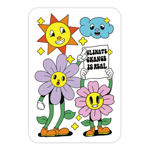 Climate Change Is Real Cartoon Die Cut Sticker