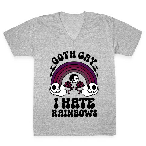 Goth Gay I Hate Rainbows V-Neck Tee Shirt