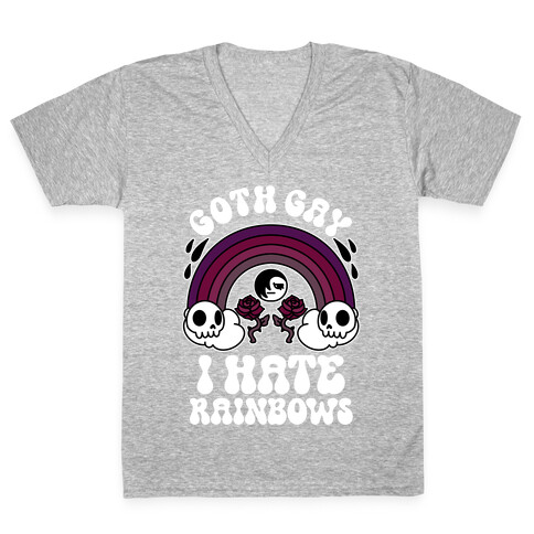 Goth Gay I Hate Rainbows V-Neck Tee Shirt