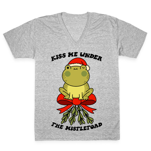 Kiss Me Under The Mistletoad V-Neck Tee Shirt
