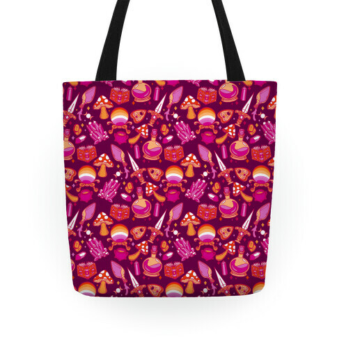 Lesbian Pride Witch Pattern Tote