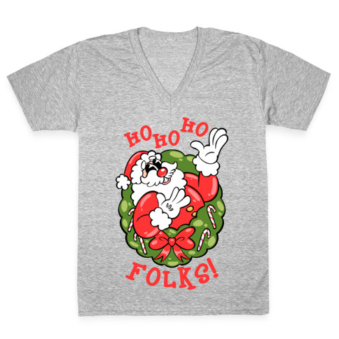 Ho Ho Ho Folks! V-Neck Tee Shirt