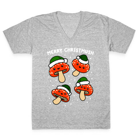 Merry Christmush Mushrooms V-Neck Tee Shirt