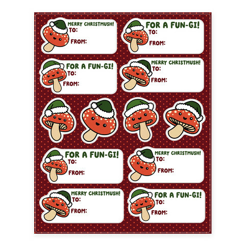 Merry Christmush Mushrooms Stickers and Decal Sheet