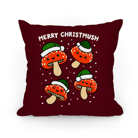 Merry Christmush Mushrooms Pillow