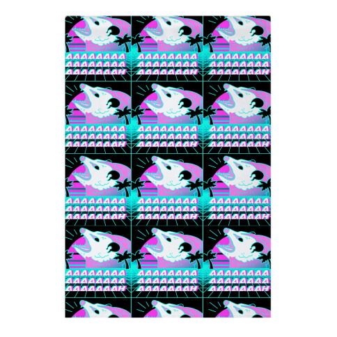 Screaming Retrowave Possum Garden Flag