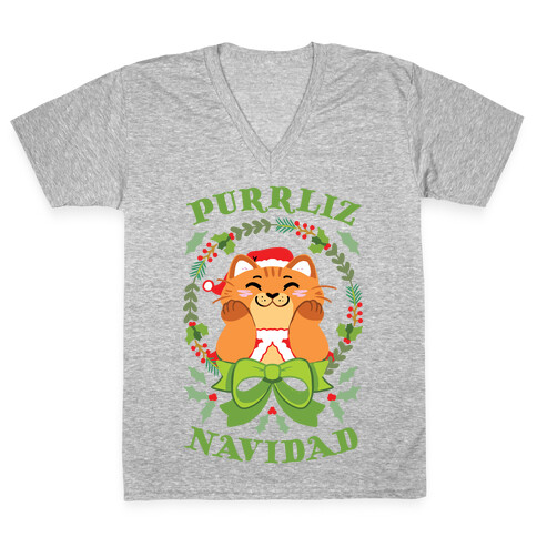 Purrliz Navidad V-Neck Tee Shirt