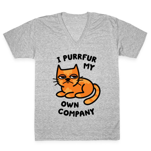 I Purrfur My Own Company V-Neck Tee Shirt