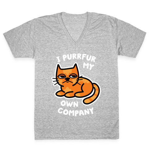 I Purrfur My Own Company V-Neck Tee Shirt