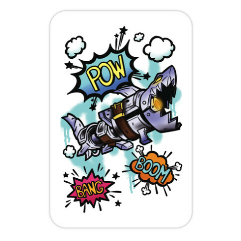 Shark Rocket Launcher Die Cut Sticker