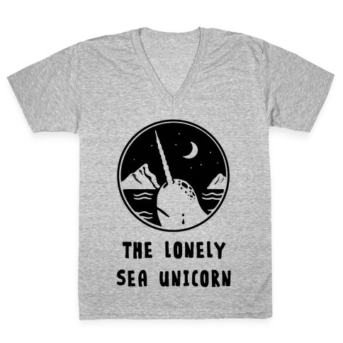 The Lonely Sea Unicorn V-Neck Tee Shirt