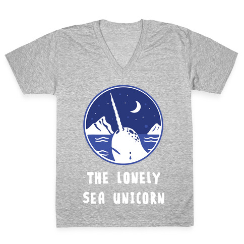 The Lonely Sea Unicorn V-Neck Tee Shirt