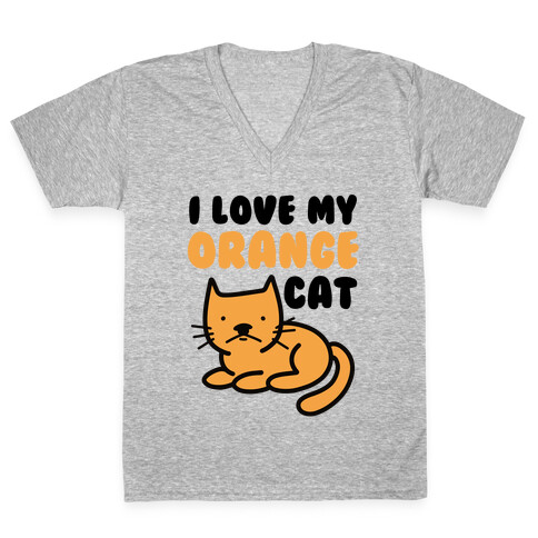 I Love My Orange Cat V-Neck Tee Shirt