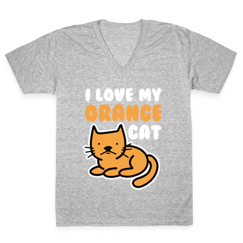 I Love My Orange Cat V-Neck Tee Shirt