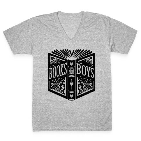 Books Not Boys V-Neck Tee Shirt