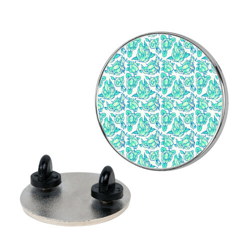 Floral Penis Pattern Teal Pin