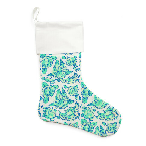 Floral Penis Pattern Teal Stocking