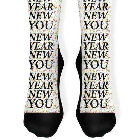 New Year New You Parody White Print Sock