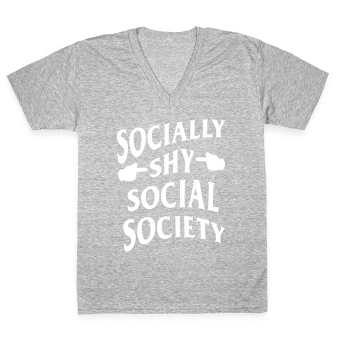 Socially Shy Social Society (white) V-Neck Tee Shirt