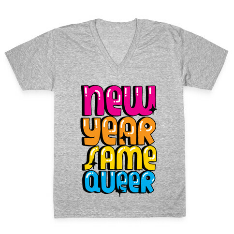 New Year Same Queer V-Neck Tee Shirt