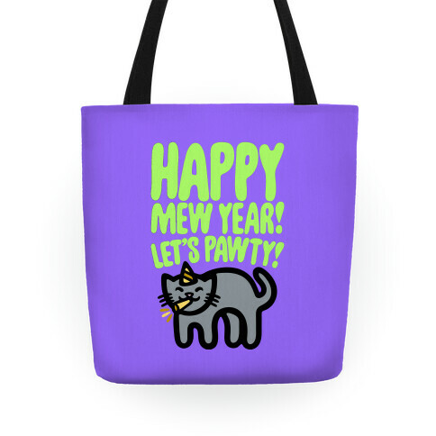 Happy Mew Year Let's Pawty Tote