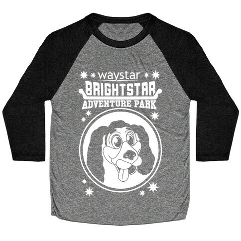 Brightstar Adventure Park Mascot Parody Baseball Tee