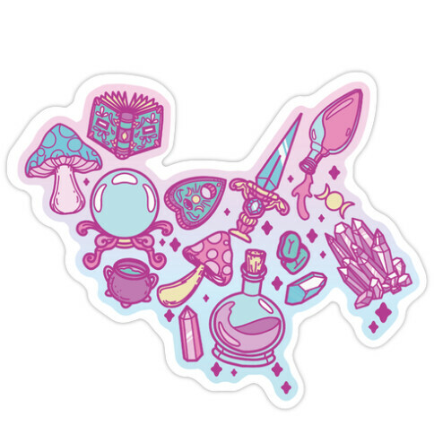 Pastel Goth Witch Pattern Die Cut Sticker