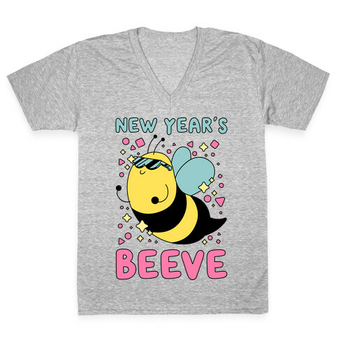 New Year's Beeve (New Year's Party Bee) V-Neck Tee Shirt