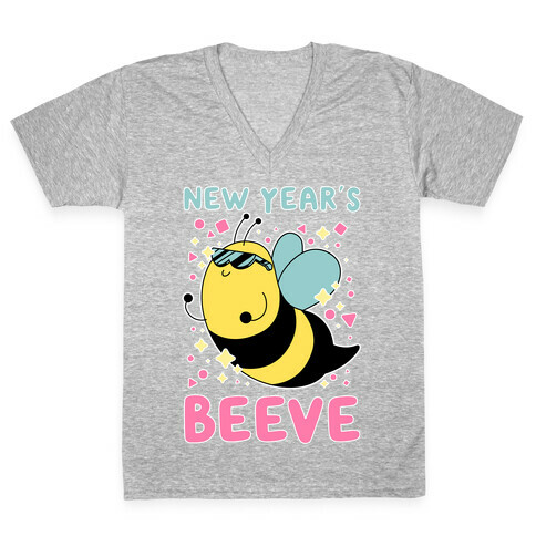 New Year's Beeve (New Year's Party Bee) V-Neck Tee Shirt